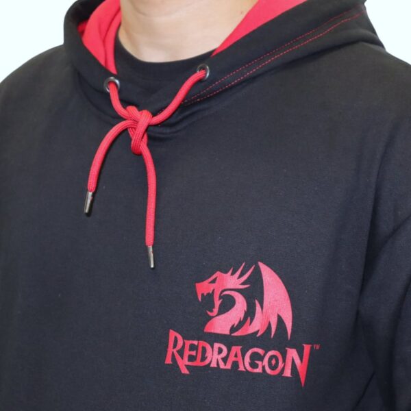 REDRAGON HOODIE WITH FRONT and BACK LOGO - BLACK - LARGE - Image 2